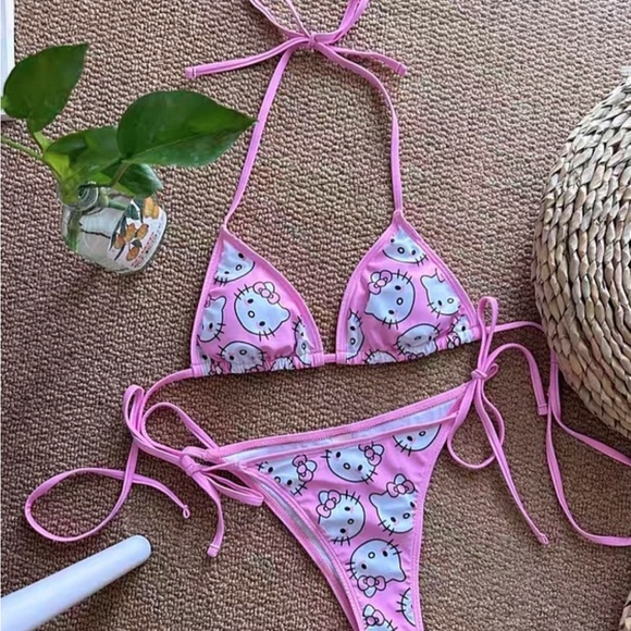 New Hello Kitty Bikini Set Swimwear Women Bra Thong Girls Underwear - Picture 3 of 5